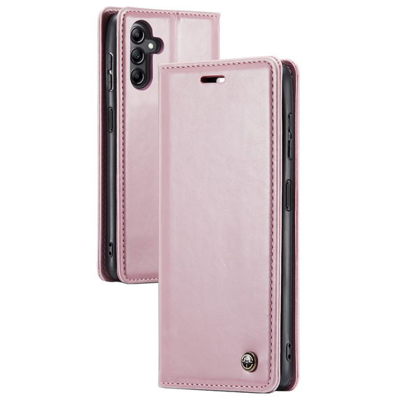 Etui z klapką CASEME do Samsung Galaxy A14 5G, Waxy Textured, różowe