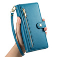 Etui z klapką do Oppo Reno 13 Pro 5G, Wallet Zipper Pocket, niebieskie