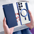 Etui z klapką do Samsung Galaxy S24 Ultra, RFID Wallet MagSafe z ochroną aparatu, granatowe