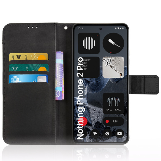 Etui z klapką do CMF Nothing Phone 2 Pro, Crazy Horse Wallet, czarne