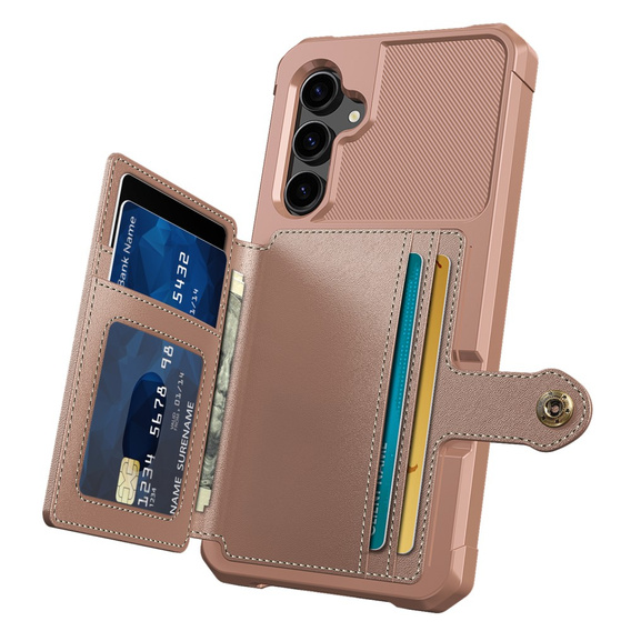 Etui do Samsung Galaxy S23 FE, Card Holder Kickstand, różowe
