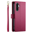 Etui z klapką do Samsung Galaxy A17 5G, Wallet Zipper Pocket, portfelowe, czerwone