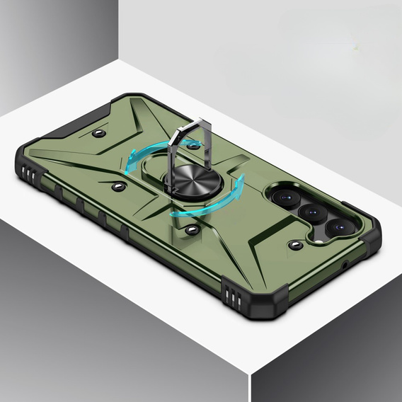Etui pancerne do Samsung Galaxy S23, z ringiem, zielone