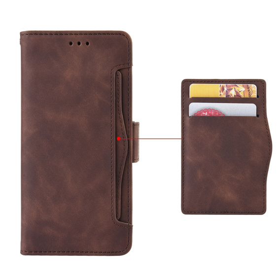 Etui z klapką do Samsung Galaxy S25 FE, Card Slot, brązowe