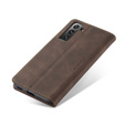 Etui CASEME do Samsung Galaxy S21 FE, Leather Wallet Case, kawowe