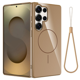 Etui do Samsung Galaxy S25 Ultra, magnetyczne z paskiem – złote