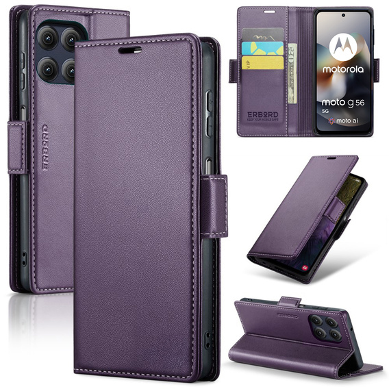 Etui ERBORD Glossy Litchi portfel z klapką do Motorola Moto G56 5G