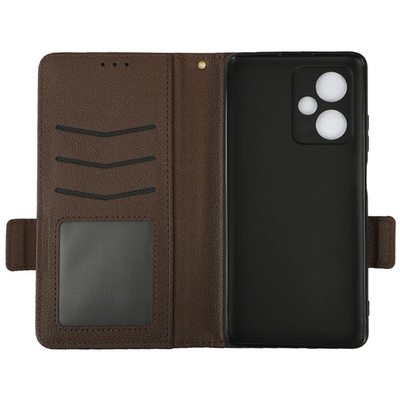 Etui z klapką do Xiaomi Redmi Note 12 5G / POCO X5 5G, Wallet Litchi Magnet, brązowe