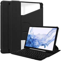 Etui z klawiaturą do Samsung Galaxy Tab S9, Rotary 360° Leather, czarne