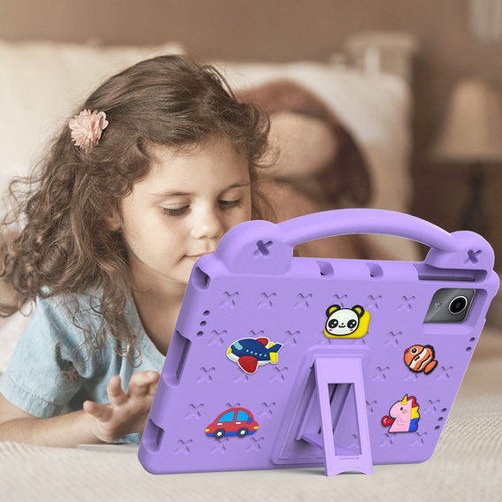 Etui do Lenovo Tab M11 / Huawei MatePad SE 11", Cute Patterns, z podstawką, fioletowe