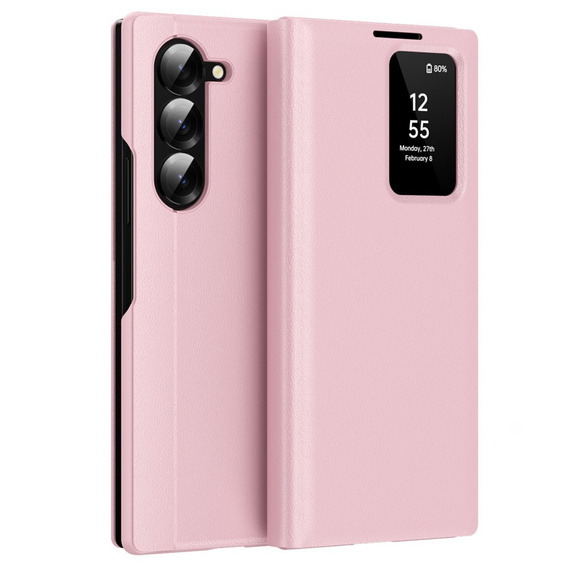 Etui z klapką do Samsung Z Fold5 5G, Smart View Wallet, różowe