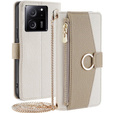 Etui z klapką do Xiaomi 13T / 13T Pro / Redmi K60 Ultra, Wallet Zipper Pocket, z lusterkiem, białe