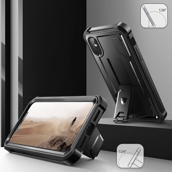 Etui pancerne do iPhone XS Max, Dexnor Full Body, czarne
