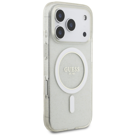 Etui Guess IML Glitter Pearl Strap MagSafe do iPhone 17 Pro Max