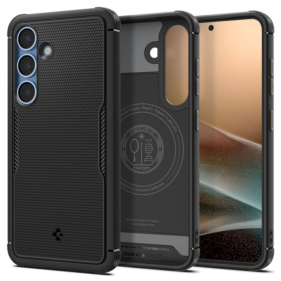 Etui Spigen do Samsung Galaxy S25, Core Armor MagSafe, czarne + Szkło Hartowane 9H