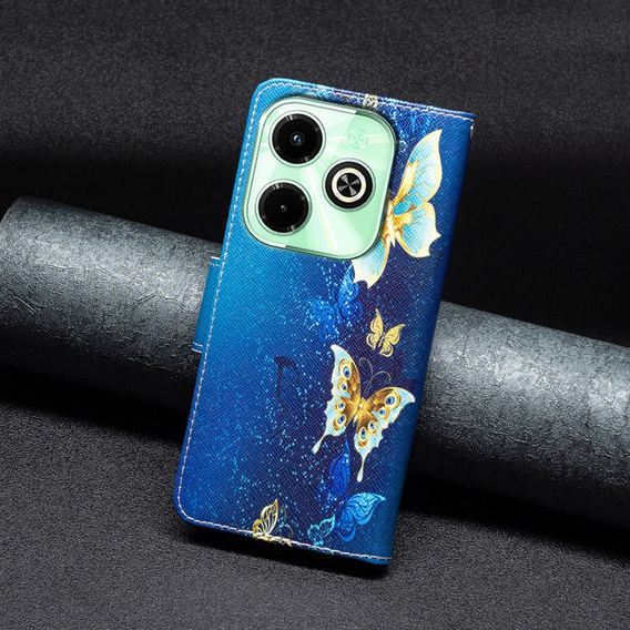 Etui z klapką do Infinix Hot 40i, Wallet, Butterflies niebieskie