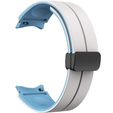 Pasek Silikonowy do Samsung Galaxy Watch 4/5/6 40/42/43/44/45/46/47mm, Biały / Niebieski