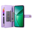 Etui z klapką do Realme 14 Pro 5G, Wallet Zipper Pocket, fioletowe