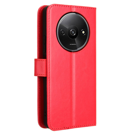 Etui z klapką do Xiaomi Redmi A3, Crazy Horse Wallet, czerwone