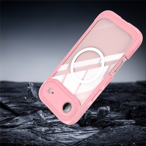 Etui do iPhone Air, Shockproof, ze szkłem, do MagSafe, różowe