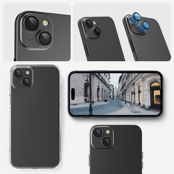 2x Szkło na aparat ERBORD OPTIK Pro do iPhone 15/15 Plus/14/14 Plus, czarne