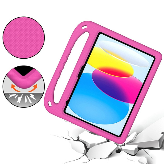 Etui dla dzieci do iPad 11" 2025 A16 (11 gen.) / iPad 10.9" 2022 (10 gen.), dziecięce z uchwytem, Różowe