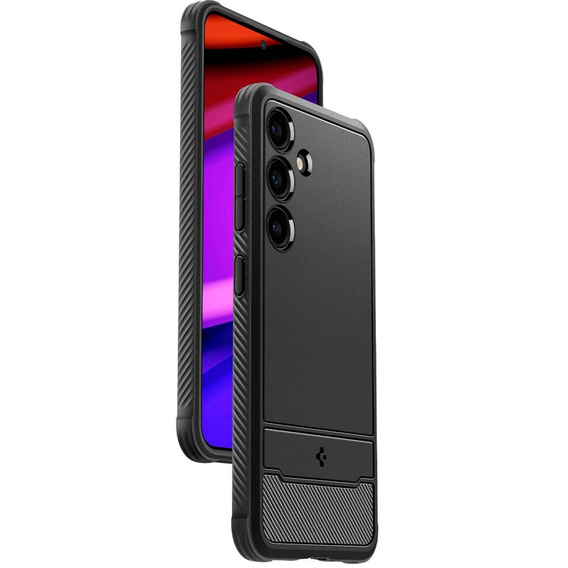 Etui Spigen do Samsung Galaxy S24, Rugged Armor, czarne + Szkło