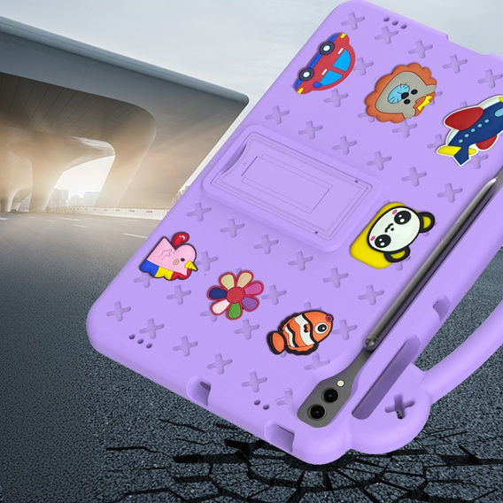 Etui do Samsung Galaxy Tab S10+ Plus, Cute Patterns, z podstawką, fioletowe