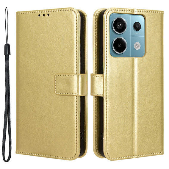Etui z klapką do Xiaomi Redmi Note 13 Pro 5G, Crazy Horse Wallet, złote