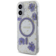 Etui GUESS HC MagSafe Resin Flowers and Glitter do iPhone 16