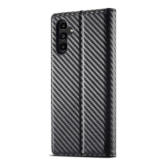 Etui z klapką LC.IMEEKE do Samsung Galaxy A17 5G, z fakturą karbonu, czarne