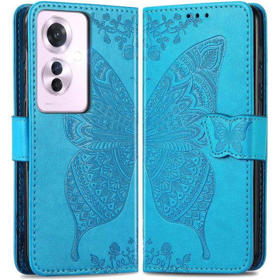 Etui z klapką do Oppo Reno 11F 5G, Butterfly, niebieskie