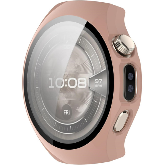 2w1 Etui z twardą ramką i szkłem hartowanym do Huawei Watch 5 46mm- różowe