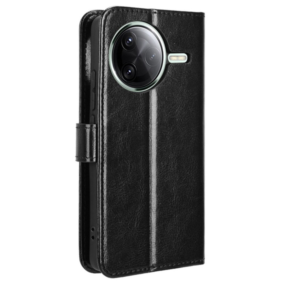Etui z klapką do Xiaomi Poco F7 Pro, Crazy Horse Wallet, czarne