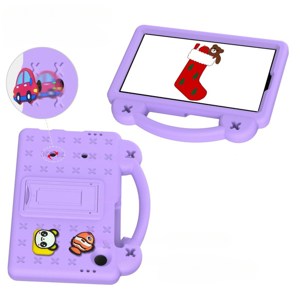 Etui do Samsung Galaxy Tab A9, Cute Patterns, z podstawką, Fioletowe