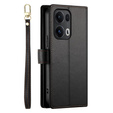 Etui z klapką do Oppo Reno 13 Pro 5G, Wallet Zipper Pocket, czarne