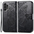 Zestaw Etui z klapką do Samsung Galaxy A13 4G, Motyl, Czarne + szkło