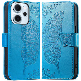 Etui z klapką do Oppo Reno 14F, portfelowe, Motyl, niebieskie