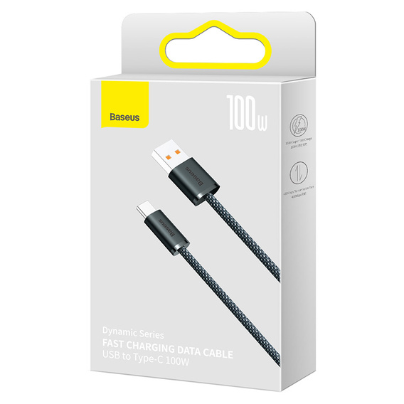 Baseus kabel USB-A USB-C 1 m 100 W - Szary