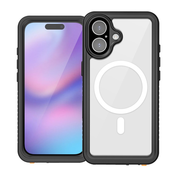 Etui Redpepper do iPhone 17, Wodoodporne IP68, do MagSafe, przezroczyste z czarnymi bokami