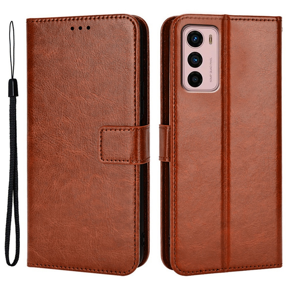 Etui z klapką do Motorola Moto G42 4G, Crazy Horse Wallet, brązowe