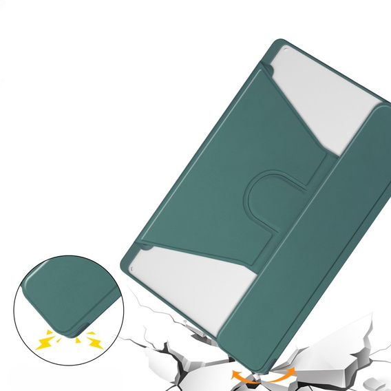 Etui z klawiaturą do Samsung Galaxy Tab S6 Lite 10.4" 2020/2022/2024, Rotary 360° Leather, ciemnozielone