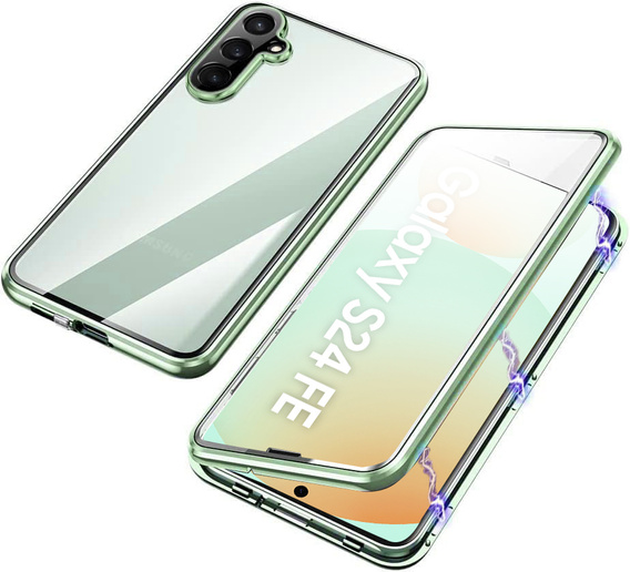 Etui do Samsung Galaxy S24 FE, Magnetic Dual Glass, zielone