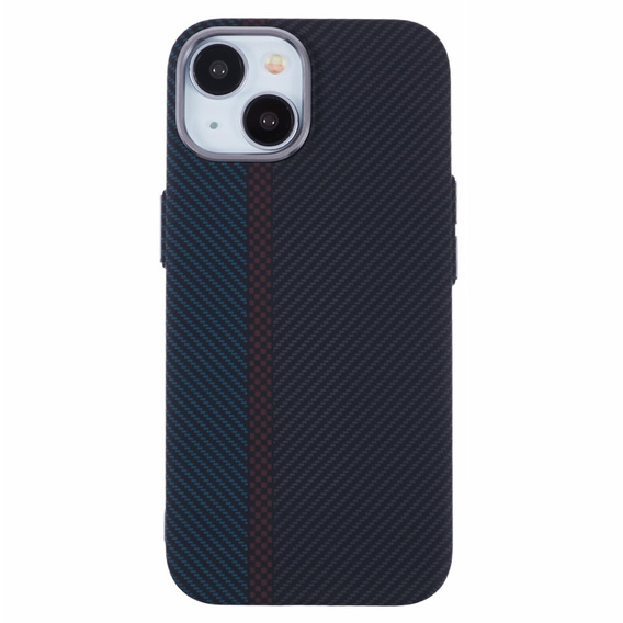 Etui do iPhone 15, Carbon Fiber MagSafe, czarne / niebieskie