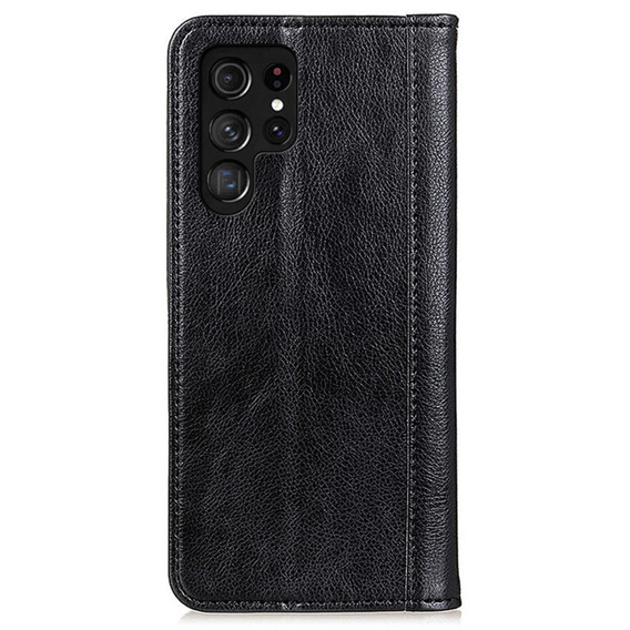 Skórzane Etui do Samsung Galaxy S24 Ultra, Wallet Litchi Leather, czarne