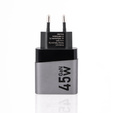 Szybka Ładowarka Sieciowa USB-A / USB-C 3A Forcell 45W PD QC 4.0, szara do Galaxy S23 S24 Ultra