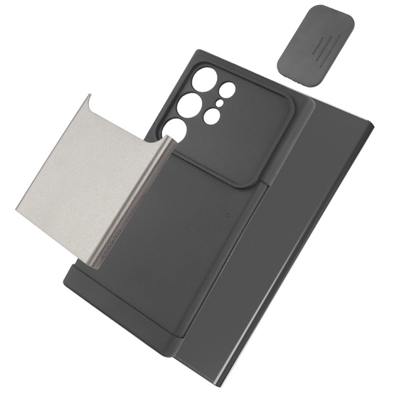 Pancerne etui do MagSafe na Galaxy S24 Ultra, ERBORD MagProtect Cam Slider, szare gunmetal