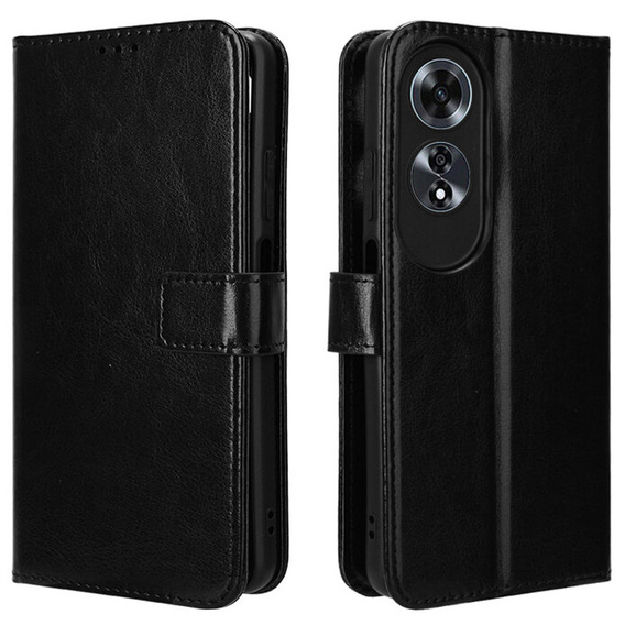 Etui z klapką do Oppo A60, Crazy Horse Wallet, czarne