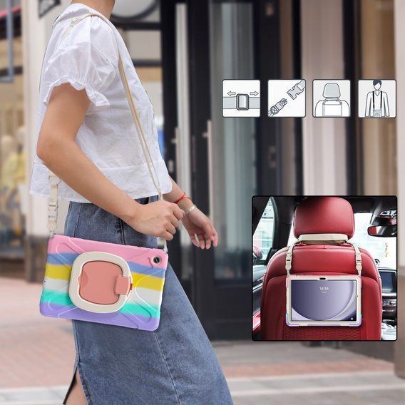 Etui do Samsung Galaxy Tab A9+ X210 / X215 / X216B, Pancerne obrotowe 360, Wielokolorowe
