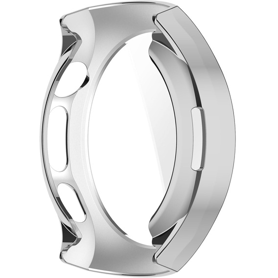 2w1 Etui silikonowe z osłoną ekranu do Huawei Watch 5 42mm – lekka ochrona wyświetlacza i boków - srebrne